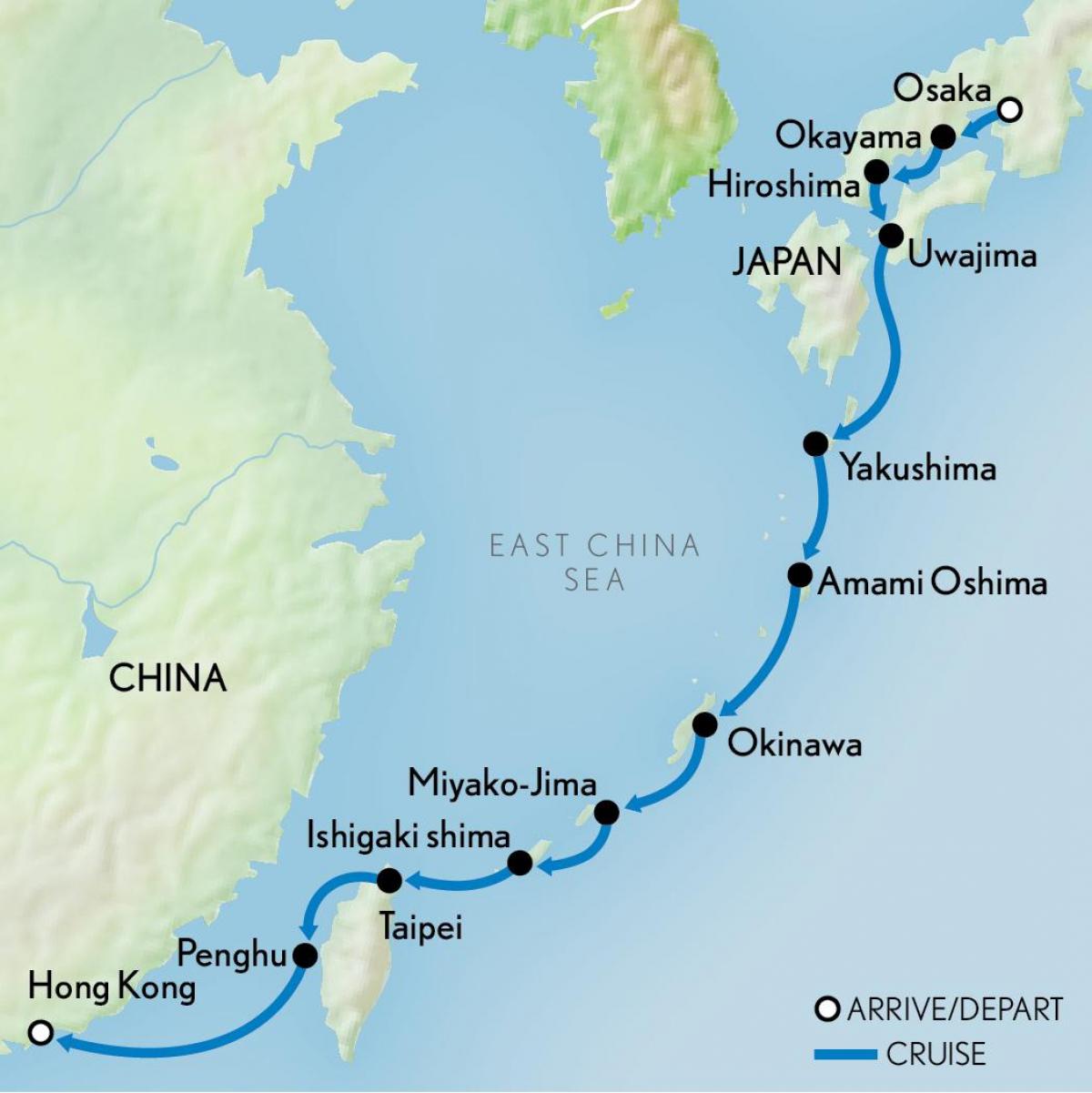 карта Гонконга и Японии
