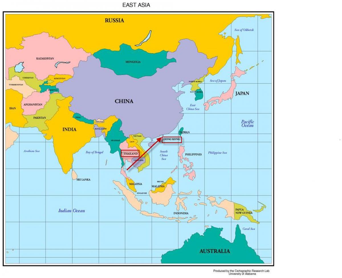 Гонконг на карте Азии