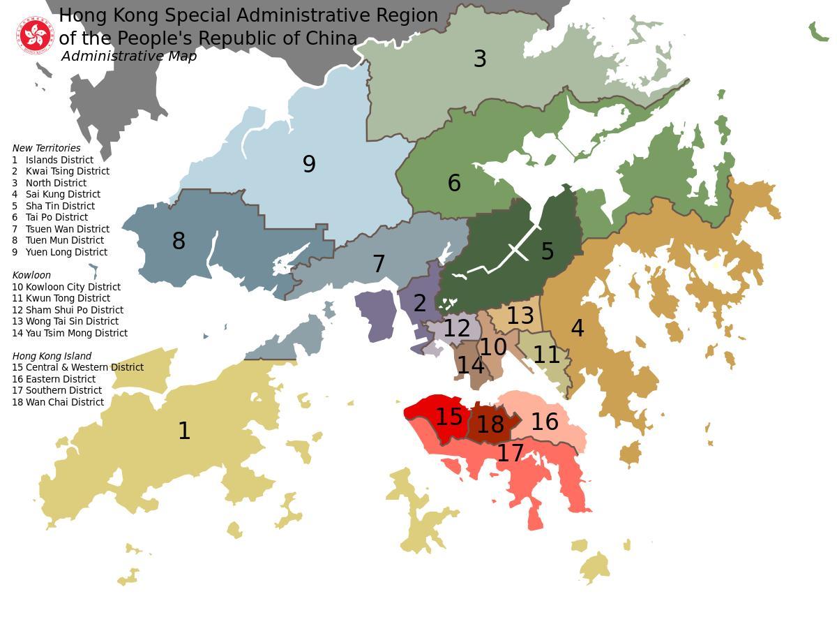 карта Гонконга кварталы