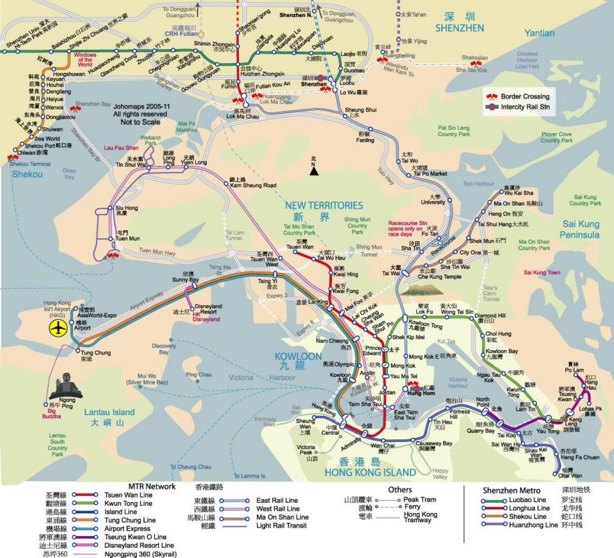 карта Гонконга транзит