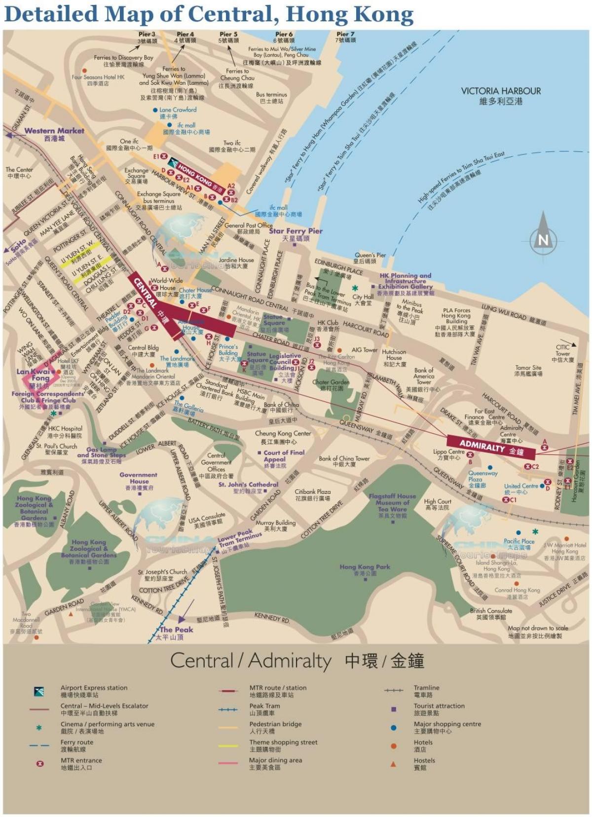 Центре Гонконга карте