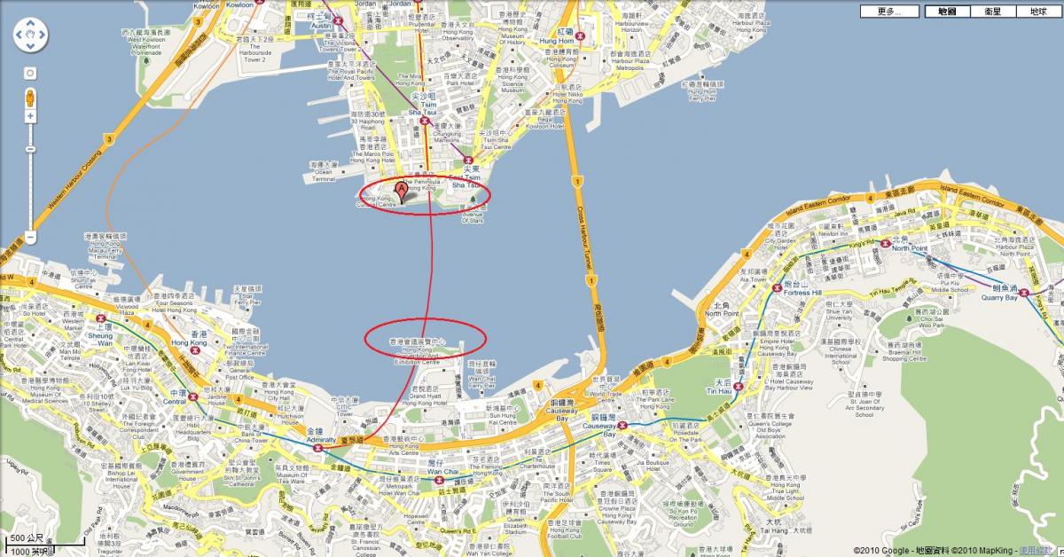 карта гавань Виктория Гонконг