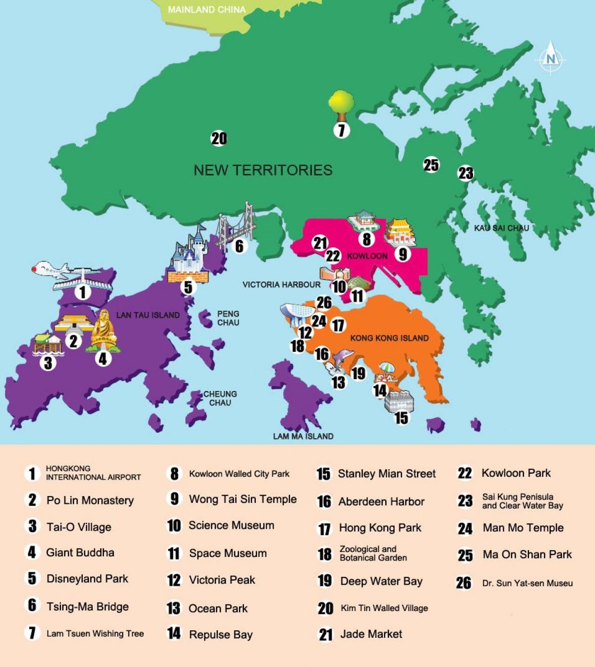 карта новых территорий Гонконга