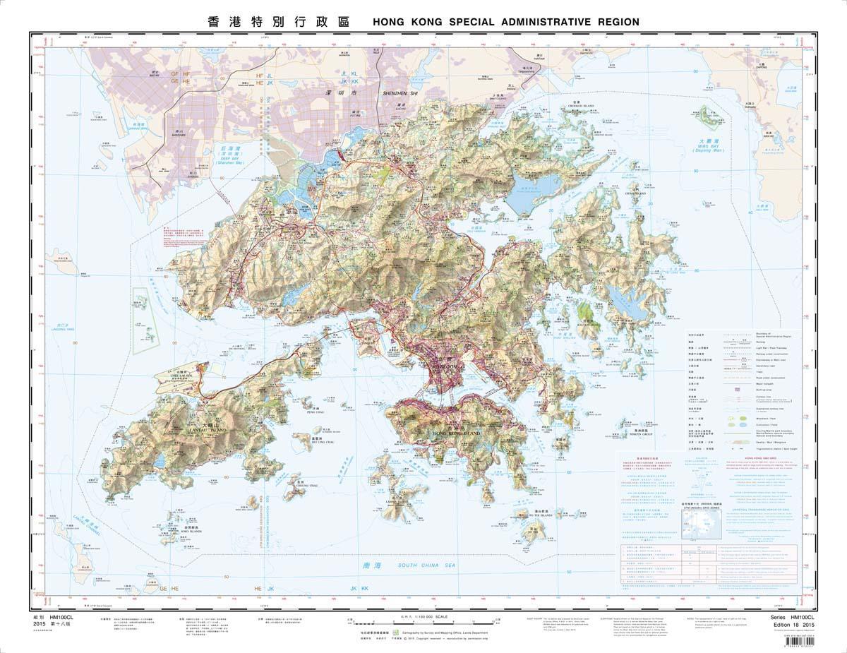 контурная карта Гонконга