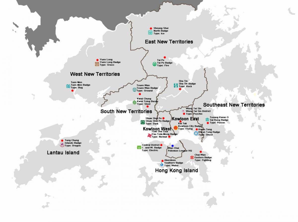карта Гонконга районов