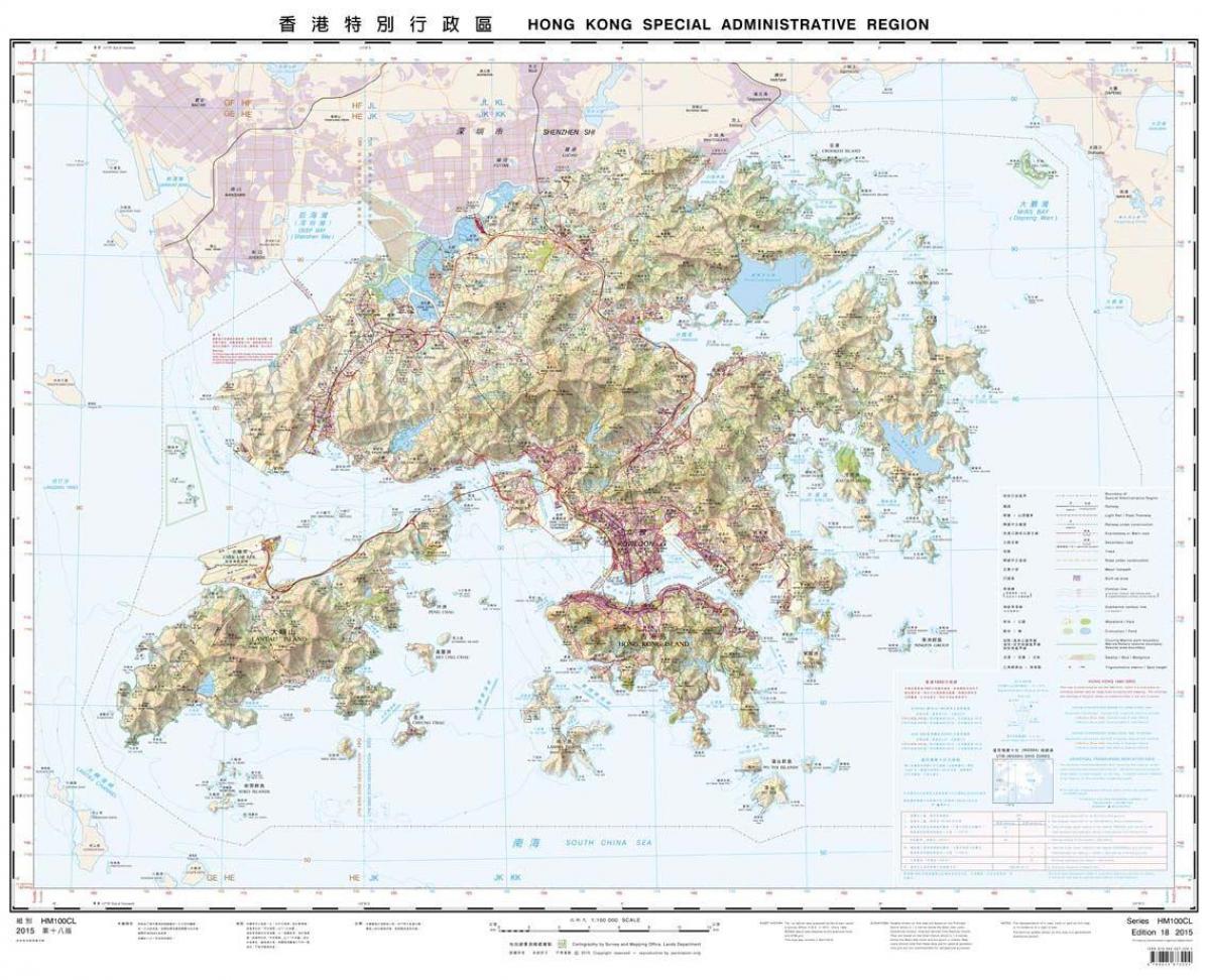 топографическая карта Гонконга